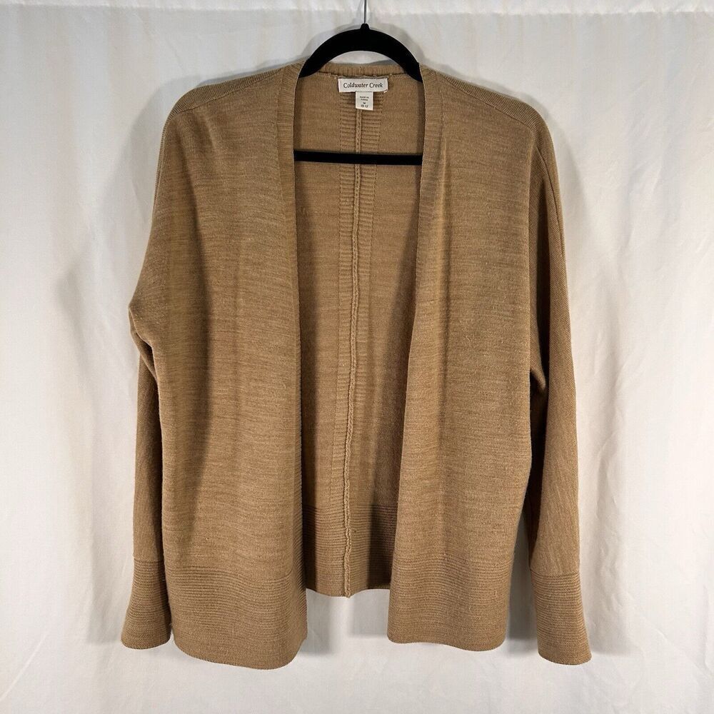 Coldwater Creek Wool Blend Cardigan Women's Medium Brown Open Front Long Sleeve